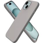 URUCHI Apple iPhone 15 Kılıf 6.1 ile Uyumlu, İnce Sıvı Silikon 3 Katmanlı Tam Kaplamalı Yumuşak Jel Kauçuk Telefon Kılıfı Koruyucu Kapak 6.1 İnç, Gri