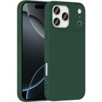 URUCHI Apple iPhone 15 Pro Kılıf 6.1 ile Uyumlu, İnce Sıvı Silikon 3 Katmanlı Tam Kaplamalı Yumuşak Jel Kauçuk Telefon Kılıfı Koruyucu Kapak 6.1 İnç, Koyu Yeşil