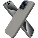 URUCHI Apple iPhone 15 Pro Max Kılıf 6.7 ile Uyumlu, İnce Sıvı Silikon 3 Katmanlı Tam Kaplamalı Yumuşak Jel Kauçuk Telefon Kılıfı Koruyucu Kapak 6.7 İnç, Gri