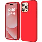 URUCHI Apple iPhone 15 Pro Max Kılıf 6.7 ile Uyumlu, İnce Sıvı Silikon 3 Katmanlı Tam Kaplamalı Yumuşak Jel Kauçuk Telefon Kılıfı Koruyucu Kapak 6.7 İnç, Kırmızı