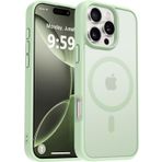 URUCHI Güçlü Manyetik iPhone 16 Pro Max Telefon Kılıfı, [Mag-Safe ile Uyumlu] [Askeri Düzey Düşme Koruması] [Güçlü Silikon Kenarlar] İnce Yarı Saydam Mat Koruyucu Kılıf, Açık Yeşil