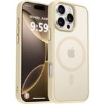 URUCHI Güçlü Manyetik iPhone 16 Pro Max Telefon Kılıfı, [Mag-Safe ile Uyumlu] [Askeri Düzey Düşme Koruması] [Güçlü Silikon Kenarlar] İnce Yarı Saydam Mat Koruyucu Kılıf, Bej