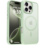 URUCHI Güçlü Manyetik iPhone 16 Pro Telefon Kılıfı, [Mag-Safe ile Uyumlu] [Askeri Düzey Düşme Koruması] [Güçlü Silikon Kenarlar] İnce Yarı Saydam Mat Koruyucu Kılıf, Açık Yeşil