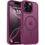 URUCHI Güçlü Manyetik iPhone 16 Pro Telefon Kılıfı, [Mag-Safe ile Uyumlu] [Askeri Düzey Düşme Koruması] [Güçlü Silikon Kenarlar] İnce Yarı Saydam Mat Koruyucu Kılıf, Mürdüm