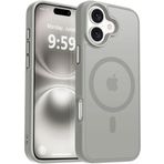 URUCHI Güçlü Manyetik iPhone 16 Telefon Kılıfı, [Mag-Safe ile Uyumlu] [Askeri Düzey Düşme Koruması] [Güçlü Silikon Kenarlar] İnce Yarı Saydam Mat Koruyucu Kılıf, Gri