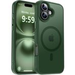 URUCHI Güçlü Manyetik iPhone 16 Telefon Kılıfı, [Mag-Safe ile Uyumlu] [Askeri Düzey Düşme Koruması] [Güçlü Silikon Kenarlar] İnce Yarı Saydam Mat Koruyucu Kılıf, Koyu Yeşil
