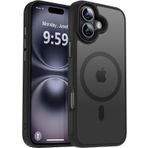 URUCHI Güçlü Manyetik iPhone 16 Telefon Kılıfı, [Mag-Safe ile Uyumlu] [Askeri Düzey Düşme Koruması] [Güçlü Silikon Kenarlar] İnce Yarı Saydam Mat Koruyucu Kılıf, Siyah