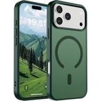 URUCHI Güçlü Manyetik iPhone 17 Pro Telefon Kılıfı, [Mag-Safe ile Uyumlu] [Askeri Düzey Düşme Koruması] [Güçlü Silikon Kenarlar] İnce Yarı Saydam Mat Koruyucu iPhone 17 Pro Kılıfı için, Koyu Yeşil