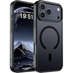 URUCHI Güçlü Manyetik iPhone 17 Pro Telefon Kılıfı, [Mag-Safe ile Uyumlu] [Askeri Düzey Düşme Koruması] [Güçlü Silikon Kenarlar] İnce Yarı Saydam Mat Koruyucu iPhone 17 Pro Kılıfı için, Siyah