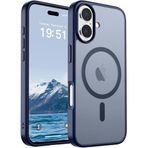 URUCHI Güçlü Manyetik iPhone 17 Telefon Kılıfı, [Mag-Safe ile Uyumlu] [Askeri Düzey Düşme Koruması] [Güçlü Silikon Kenarlar] İnce Yarı Saydam Mat Koruyucu iPhone 17 Kılıfı için, Lacivert