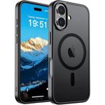 URUCHI Güçlü Manyetik iPhone 17 Telefon Kılıfı, [Mag-Safe ile Uyumlu] [Askeri Düzey Düşme Koruması] [Güçlü Silikon Kenarlar] İnce Yarı Saydam Mat Koruyucu iPhone 17 Kılıfı için, Siyah