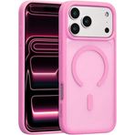 URUCHI Güçlü Manyetik Telefon Kılıfı, [Mag-Safe ile Uyumlu] [Askeri Düzey Düşme Koruması] [Güçlü Silikon Kenarlar] İnce Yarı Saydam Mat Koruyucu Kılıf (Açık Pembe, iPhone 17 Air)
