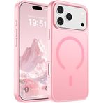 URUCHI Güçlü Manyetik Telefon Kılıfı, [Mag-Safe ile Uyumlu] [Askeri Düzey Düşme Koruması] [Güçlü Silikon Kenarlar] İnce Yarı Saydam Mat Koruyucu Kılıf (Açık Pembe, iPhone 17 Pro)