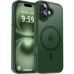 URUCHI Güçlü Manyetik Telefon Kılıfı, [Mag-Safe ile Uyumlu] [Askeri Düzey Düşme Koruması] [Güçlü Silikon Kenarlar] İnce Yarı Saydam Mat Koruyucu Kılıf (Koyu Yeşil, iPhone 16 6,1 inç)