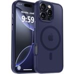 URUCHI Güçlü Manyetik Telefon Kılıfı, [Mag-Safe ile Uyumlu] [Askeri Düzey Düşme Koruması] [Güçlü Silikon Kenarlar] İnce Yarı Saydam Mat Koruyucu Kılıf (Lacivert, iPhone 15 Pro)