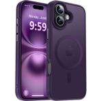 URUCHI Güçlü Manyetik Telefon Kılıfı, [Mag-Safe ile Uyumlu] [Askeri Düzey Düşme Koruması] [Güçlü Silikon Kenarlar] İnce Yarı Saydam Mat Koruyucu Kılıf (Mor, iPhone 16 6,1 inç)