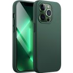 URUCHI iPhone 13 Pro 6.1 inç ile Uyumlu İnce Sıvı Silikon Kılıf, 3 Katmanlı Yumuşak İç Astar, Tam Kaplamalı Darbe Emici Koruma, Esnek Mat Tasarım – Koyu Yeşil