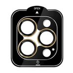 URUCHI iPhone 15 Pro / 15 Pro Max / 14 Pro /14 Pro Max Kamera Lens Koruyucu, Safir, Kolay Kurulum, Alüminyum Alaşım Çerçeveli 9H Sertliğinde Cam Lens, Gold
