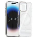 URUCHI iPhone 15 Pro ile uyumlu MagSafe Şeffaf Kılıf – Dört Köşe Darbe Koruması, Metal Kamera Çerçevesi ve Tuşlar, Sararmaya Dayanıklı Şeffaf Arka Yüzey, Platinum Serisi, Beyaz