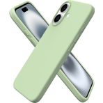 URUCHI iPhone 16 Kılıfı 6.1" ile Uyumlu, İnce Sıvı Silikon 3 Katmanlı Tam Kaplamalı Yumuşak Jel Kauçuk Darbeye Dayanıklı Telefon Kılıfı, Çizilmez Mikrofiber Astarlı Koruyucu Kılıf, Açık Yeşil
