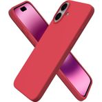 URUCHI iPhone 16 Kılıfı 6.1" ile Uyumlu, İnce Sıvı Silikon 3 Katmanlı Tam Kaplamalı Yumuşak Jel Kauçuk Darbeye Dayanıklı Telefon Kılıfı, Çizilmez Mikrofiber Astarlı Koruyucu Kılıf, Kırmızı