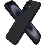 URUCHI iPhone 16 Kılıfı 6.1" ile Uyumlu, İnce Sıvı Silikon 3 Katmanlı Tam Kaplamalı Yumuşak Jel Kauçuk Darbeye Dayanıklı Telefon Kılıfı, Çizilmez Mikrofiber Astarlı Koruyucu Kılıf, Siyah