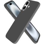 URUCHI iPhone 16 Plus Kılıfı 6.1" ile Uyumlu, İnce Sıvı Silikon 3 Katmanlı Tam Kaplamalı Yumuşak Jel Kauçuk Darbeye Dayanıklı Telefon Kılıfı, Çizilmez Mikrofiber Astarlı Koruyucu Kılıf, Gri
