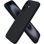 URUCHI iPhone 16 Plus Kılıfı 6.1" ile Uyumlu, İnce Sıvı Silikon 3 Katmanlı Tam Kaplamalı Yumuşak Jel Kauçuk Darbeye Dayanıklı Telefon Kılıfı, Çizilmez Mikrofiber Astarlı Koruyucu Kılıf, Siyah