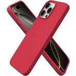 URUCHI iPhone 16 Pro 6.3" Kılıf, İnce Sıvı Silikon Tam Kaplamalı, 3 Katmanlı Yumuşak Jel Kauçuk, Mikrofiber Astarlı, Darbeye ve Çizilmeye Dayanıklı Koruyucu Telefon Kılıfı, Kırmızı