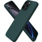 URUCHI iPhone 16 Pro 6.3" Kılıf, İnce Sıvı Silikon Tam Kaplamalı, 3 Katmanlı Yumuşak Jel Kauçuk, Mikrofiber Astarlı, Darbeye ve Çizilmeye Dayanıklı Koruyucu Telefon Kılıfı, Koyu Yeşil