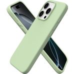 URUCHI iPhone 16 Pro Max ile Uyumlu, İnce Sıvı Silikon 3 Katmanlı Tam Kaplamalı Yumuşak Jel Kauçuk Darbeye Dayanıklı Telefon Kılıfı, Çizilmez Mikrofiber Astarlı Koruyucu Kılıf, Açık Yeşil