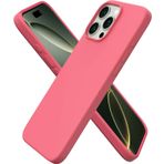 URUCHI iPhone 16 Pro Max ile Uyumlu, İnce Sıvı Silikon 3 Katmanlı Tam Kaplamalı Yumuşak Jel Kauçuk Darbeye Dayanıklı Telefon Kılıfı, Çizilmez Mikrofiber Astarlı Koruyucu Kılıf, Pembe