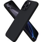 URUCHI iPhone 16 Pro Max ile Uyumlu, İnce Sıvı Silikon 3 Katmanlı Tam Kaplamalı Yumuşak Jel Kauçuk Darbeye Dayanıklı Telefon Kılıfı, Çizilmez Mikrofiber Astarlı Koruyucu Kılıf, Siyah