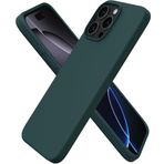 URUCHI iPhone 16 Pro Max ile Uyumlu, İnce Sıvı Silikon 3 Katmanlı Tam Kaplamalı Yumuşak Jel Kauçuk Darbeye Dayanıklı Telefon Kılıfı, Çizilmez Mikrofiber Astarlı Koruyucu Kılıf, Yeşil