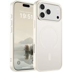 URUCHI iPhone 17 Pro Max İle Uyumlu Güçlü Manyetik Telefon Kılıfı, [Mag-Safe ile Uyumlu] [Askeri Düzey Düşme Koruması] [Güçlü Silikon Kenarlar] İnce Yarı Saydam Mat Koruyucu Kılıf, Antik Beyaz