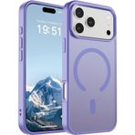 URUCHI iPhone 17 Pro Max ile uyumlu Güçlü Manyetik Telefon Kılıfı, [Mag-Safe ile Uyumlu] [Askeri Düzey Düşme Koruması] [Güçlü Silikon Kenarlar] İnce Yarı Saydam Mat Koruyucu Kılıf, İndigo Mavi