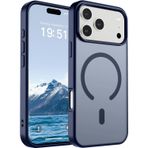 URUCHI iPhone 17 Pro Max İle Uyumlu Güçlü Manyetik Telefon Kılıfı, [Mag-Safe ile Uyumlu] [Askeri Düzey Düşme Koruması] [Güçlü Silikon Kenarlar] İnce Yarı Saydam Mat Koruyucu Kılıf, Lacivert