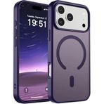 URUCHI iPhone 17 Pro Max ile uyumlu Güçlü Manyetik Telefon Kılıfı, [Mag-Safe ile Uyumlu] [Askeri Düzey Düşme Koruması] [Güçlü Silikon Kenarlar] İnce Yarı Saydam Mat Koruyucu Kılıf, Mor