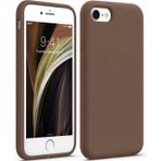 URUCHI iPhone 7G / 8G Kılıf ile Uyumlu, İnce Sıvı Silikon 3 Katmanlı Tam Kaplamalı Yumuşak Jel Kauçuk Kılıf Kapak, Kahverengi