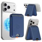 URUCHI Orbit Manyetik Kartlık, iPhone 17/16 / 15/14 / 13/12 Serisi ile Uyumlu Mag-Safe Cüzdan, RFID Korumalı, 3 Kart Kapasiteli, Ayarlanabilir Stand, Güçlü Manyetik Tutuş, Lacivert