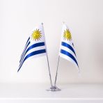 Uruguay 2Li Masa Bayrağı Saten Kumaş Dijital Baskı 15X22,5 Cm