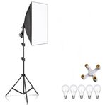 Ürün, Reklam, Moda, Makyaj, Stüdyo Çekimleri için 50x70cm Softbox 4 Duylu Led Sürekli Işık Seti (Tekli - 4+1 Led Ampul + 4 lü E27 Duy)