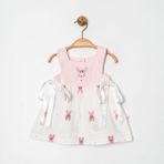 Ürünya Kız Bebek Çocuk Sıfır Kollu Askılı Nakışlı Elbise - Pembe - 9 Ay