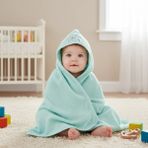 Ürünya Unisex Yenidoğan Bebek Kapüşonlu Nakışlı Havlu - Yeşil