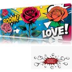 Urzuva Boom & Blossom 90X40 4mm Kalınlık Premium Gaming Oyuncu Mousepad, Anti Slip Xxl Mouse Pad - Çok Renkli