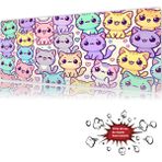 Urzuva Candy Cats 90X40 4mm Kalınlık Premium Gaming Oyuncu Mousepad, Anti Slip Xxl Mouse Pad - Çok Renkli