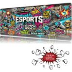 Urzuva Glitch Mode 90X40 4mm Kalınlık Premium Gaming Oyuncu Mousepad, Anti Slip Xxl Mouse Pad - Çok Renkli