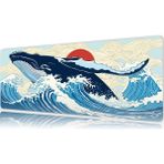 Urzuva Great Wave Whale 70X30 3mm Kalınlık Premium Gaming Oyuncu Mousepad, Anti Slip Xxl Mouse Pad - Çok Renkli