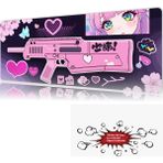 Urzuva Kawaii Blaster 90X40 4mm Kalınlık Premium Gaming Oyuncu Mousepad, Anti Slip Xxl Mouse Pad - Çok Renkli