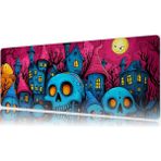 Urzuva Neon Skull Hallowen 70X30 3mm Kalınlık Premium Gaming Oyuncu Mousepad, Anti Slip Xxl Mouse Pad - Çok Renkli